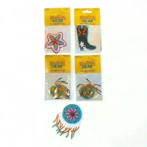 Lot of 5 Western Gear seed beads appliqué patches